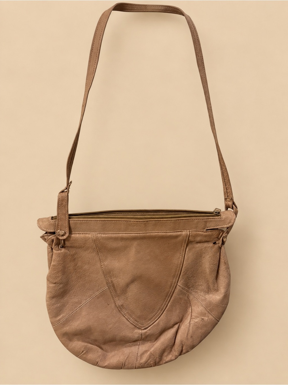 Soft Curved Shoulder Bag in Tan